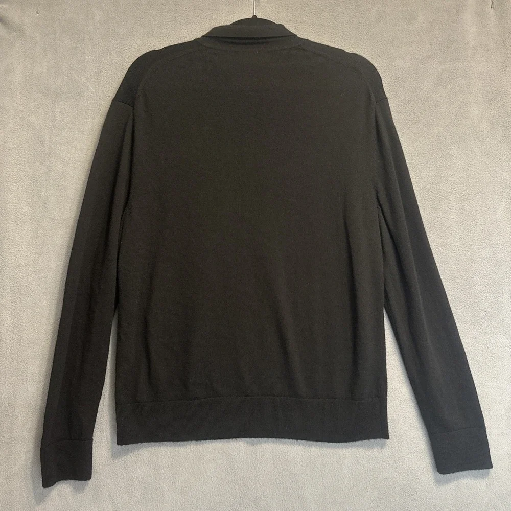 Banana Republic Sweater Polo Mens L Black Merino Wool Slim Long Sleeve 486764-00